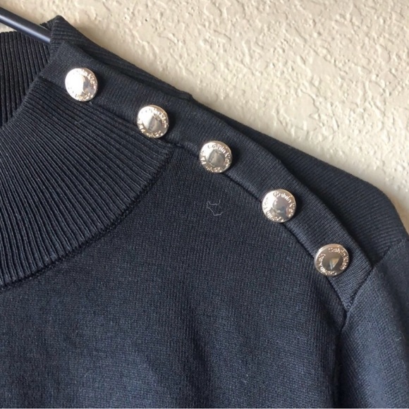 New Calvin Klein Sweater Women’s Large Black Decorative Buttons Casual Sweater - Picture 4 of 13